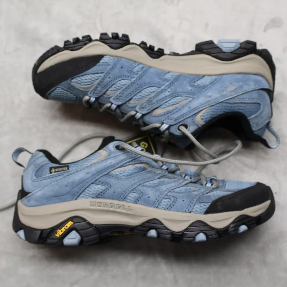 Merrell Womens 8.5 Hiking Shoes Blue Moab 3 GTX Suede Mesh Vibram Gore-Tex NEW